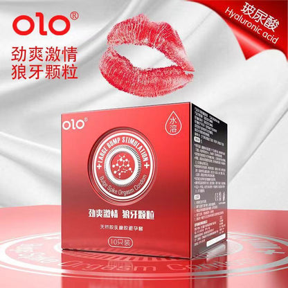 olo Hyaluronic Acid NEO Hyaluronic Acid Lubricating Granule Threaded Waist Condom [10 Pack]