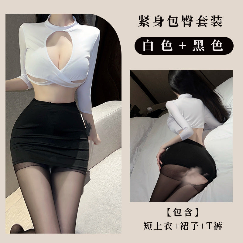 Playful Secretary Sexy Uniform Set [Top + Skirt + T]