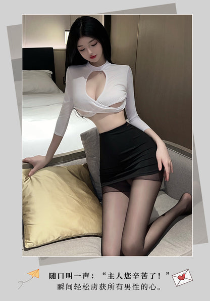 Playful Secretary Sexy Uniform Set [Top + Skirt + T]