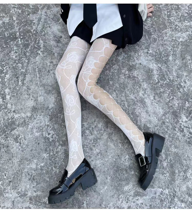 INS Rose Fishnet Side Hollow Pantyhose