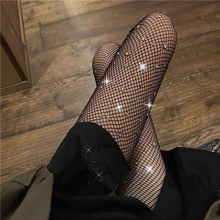 INS nightclub dance flash diamond fishnet stockings