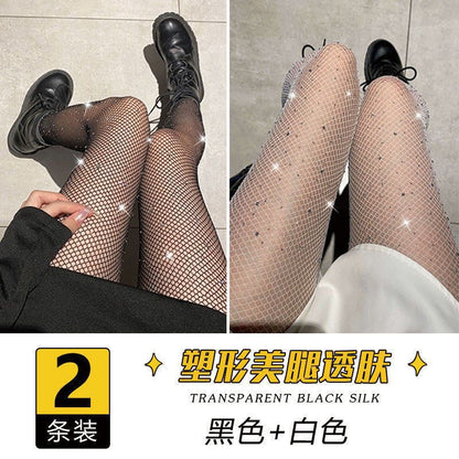 INS nightclub dance flash diamond fishnet stockings