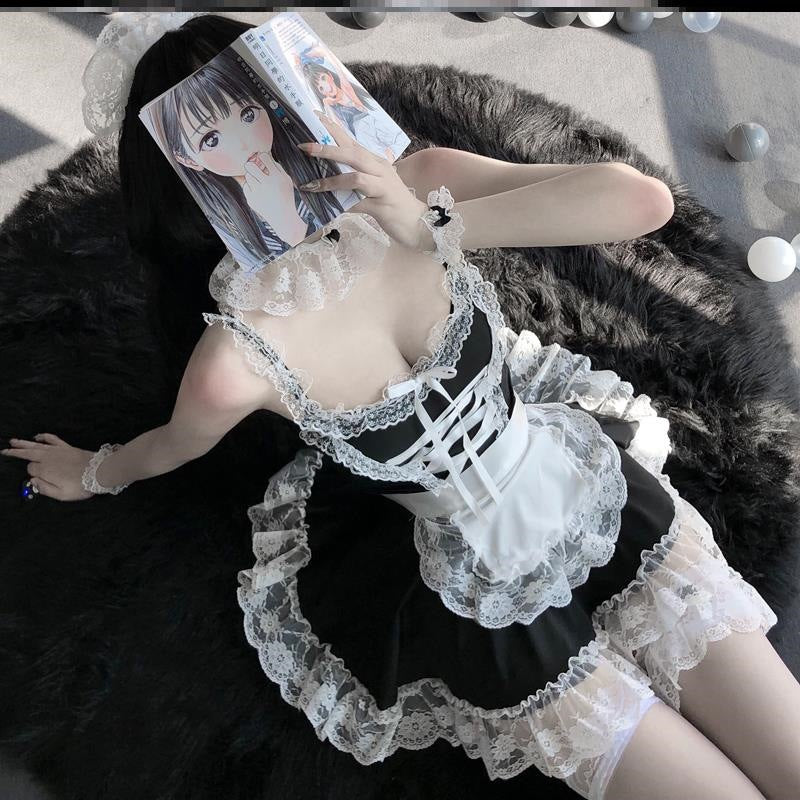 Sexy maid uniform seduction [headband + neck ring + bracelet + leg ring + bellyband] C50