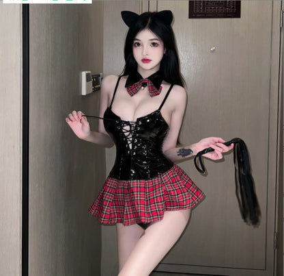 Sexy pure lust style patent leather bunny girl suit [collar + tie + top + underwear]