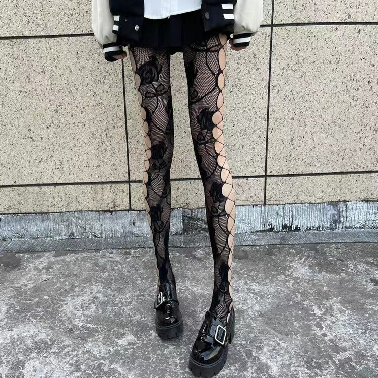 INS Rose Fishnet Side Hollow Pantyhose