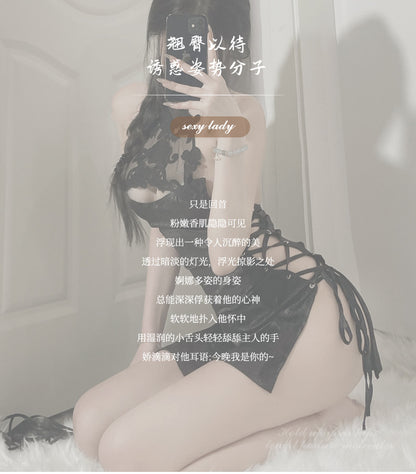 Sexy pajamas, sexy lingerie, cheongsam, temptation, passion, hollow out straps, high slits, no-off uniform