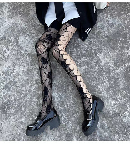 INS Rose Fishnet Side Hollow Pantyhose