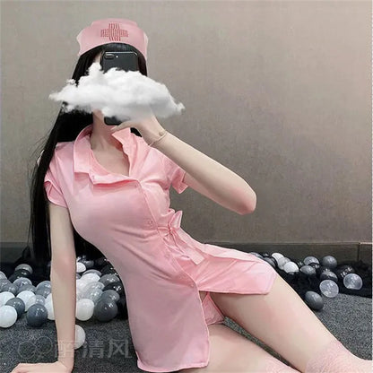 Nurse suit [nurse cap + dress + nurse net stockings + T pants]